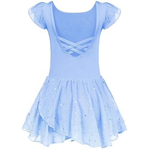 Arshiner Girls Ruffle Sleeve Ballet Dance Dress Tutu Skirted Leotard