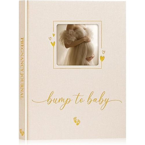 Lanpn My Pregnancy Journal Memory Book for First Time Mom, 156 Page Pregnant Announcement Must Have Planner, Pregnancy Tracking Diary Scrapbook Keepsake Gift for Mom to Be Expecting New Parent Beige