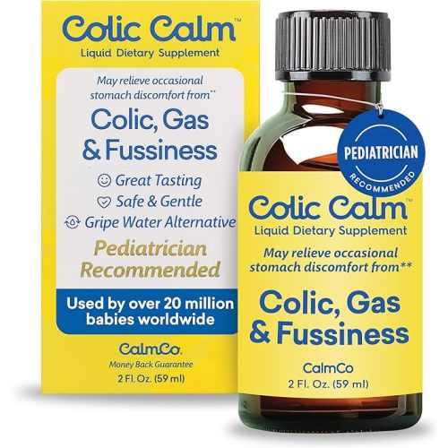 Colic Calm Infant Gripe Water for Colic, Helps Fussiness, Upset Stomach, and Baby Gas Relief, 2 fl oz (Pack of 1)
