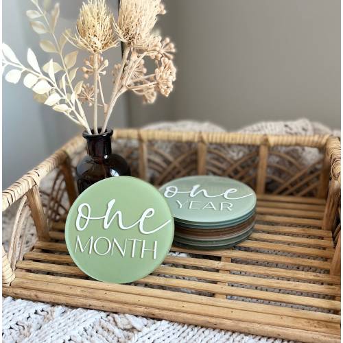Gender Neutral Monthly Milestone Marker for Baby First Year Monthly Baby Photo Prop, Custom Baby Name Plaque Hello World New Mom Mama Gift
