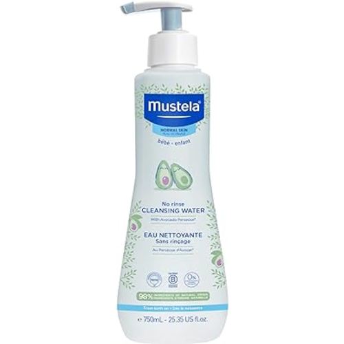 Mustela Baby Cleansing Water - No-Rinse Micellar Water - with Natural Avocado & Aloe Vera - for Baby's Face, Body & Diaper - 1 or 2-Pack - Various Sizes