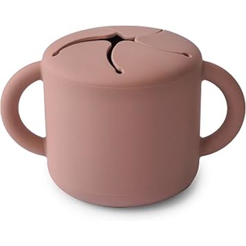 mushie Silicone Snack Cup | Spill Proof Food Container for Toddler and Baby (Cloudy Mauve)