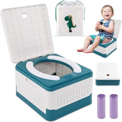 Fabulas Foldable Portable Potty for Toddler Travel, Car Traveling Baby Toilet Seat with 30 Disposable Bags