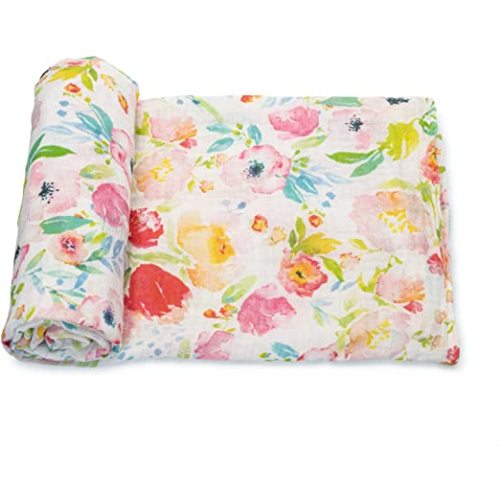 ADDISON BELLE – Swaddle Blanket – 100% Muslin Cotton Newborn Swaddle for Baby Boy/ Girl – Soft Lightweight Baby Wrap + Receiving Blanket – Unisex – 47” x 47” (Watercolor Floral)