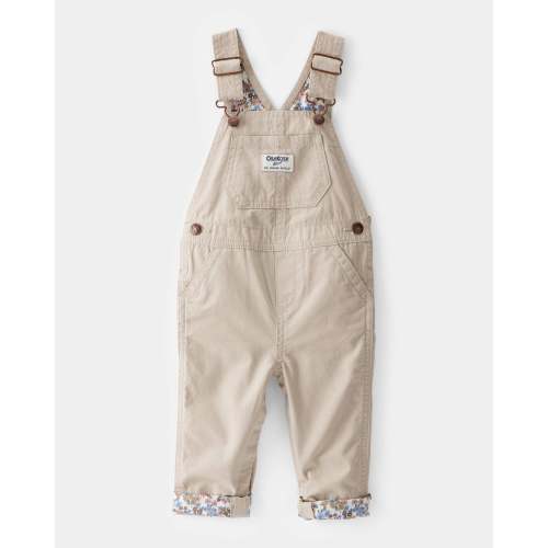 Baby Lightweight Floral-Lined Canvas Overalls - Khaki - OshKosh | Carter's