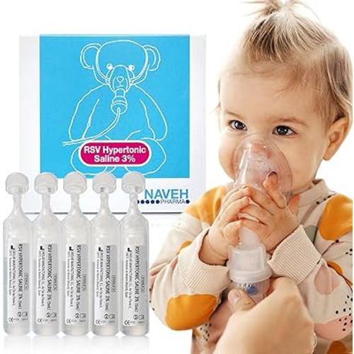 NAVEH PHARMA RSV Gentle Respiratory Relief: Baby-Friendly 3% Hypertonic Saline Solution for Nebulizer | Soothing Inhalation for Little Ones | 25 Vials x 5ml | Easy Clearing of Tiny Lungs & Congestion