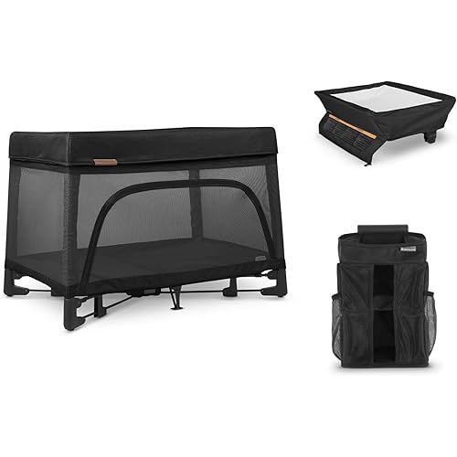 UPPAbaby Remi Playard Bundle, Includes Remi Playard + Changing Station + Changing Station Organizer, Travel Crib – Mesh Bassinet, Storage Bag and Mattress Cover Included – Jake (Charcoal)