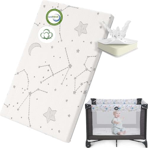 YENING Organic Cotton Pack and Play Mattress Pad Breathable 38x26 Waterproof Baby Mattress for Pack N Play Matress Topper Waterproof
