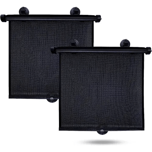 EcoNour Car Side Window Sun Shade (2 Pack) | Retractable Car Roller Sunshade for Kids | Baby Car Window Shades for UV and Sun Glare Protection | Baby Car Travel Accessories (15"x17")