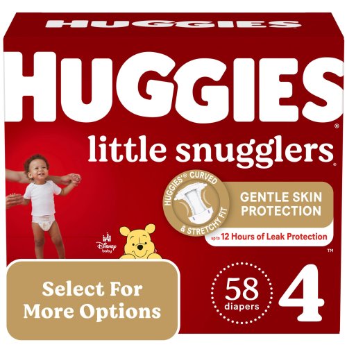 Huggies Little Snugglers Baby Diapers, Size 4 (22-37 lbs), 58 Ct
