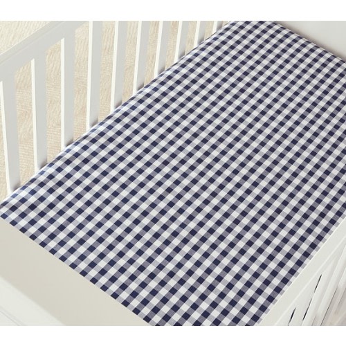 Check Organic Crib Fitted Sheet - Navy - 0-3 Months
