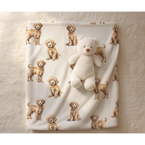 Mini Doodle Velveteen Baby Blanket, Baby Gift, Golden Retriever Puppy, Goldendoodle, Cavapoo Nursery, Dog Nursery, Dog Mom, Baby Shower Gift
