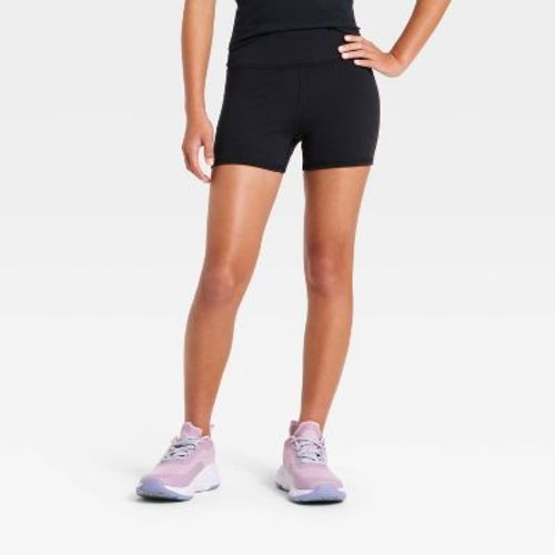 Girls' High-Rise Tumble Shorts - All In Motion™ Black L
