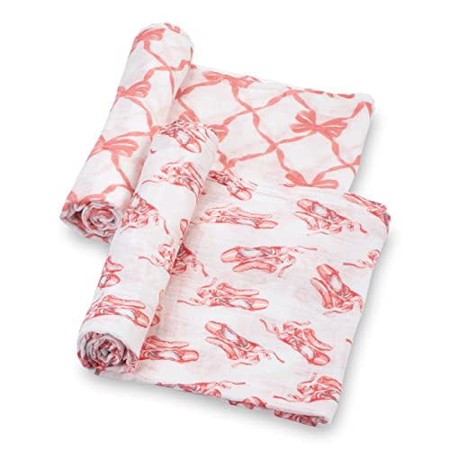 LollyBanks Baby Blanket, 100% Cotton Muslin Swaddle Blankets for Girls, Large 47 x 47 Inches Newborn Blanket, Soft and Breathable Swaddle Blanket, Baby Essentials, Registry (for Pink Lovers 2 Pack)