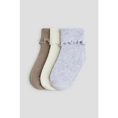 3-pack Socks with Overlocked Foldover Cuffs