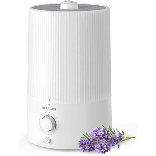 Humidifiers for Bedroom, 4L Top Fill Cool Mist Humidifiers for Home Large Room, Baby Nursery and Plant, Easy to Clean Air Humidifier with Oil Diffuser, Night Light, 360° Nozzle, Quiet, 50 Hours