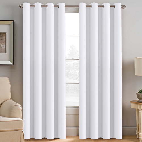 H.VERSAILTEX Contemporary Room Darkening Light Blocking Grommet Curtains Window for Bedroom, 52" x 84" - 1 Panel，White