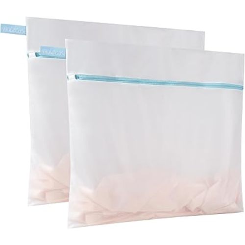 Polecasa 2 Pcs Premium Fine Mesh Laundry Bags, 2 Large 24 x 24 Inches Durable Laundry Wash Bagswith Sturdy Zipper for Delicates