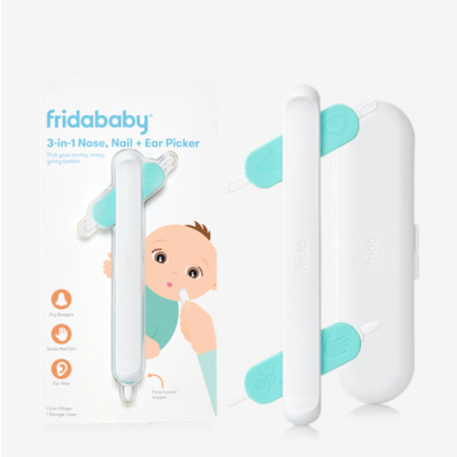 Frida Baby 3-in-1 Nose, Nail + Ear Picker: Baby Ear Cleaner + Baby Nose Cleaner and Nail Tool for Babies + Toddlers, Safely Clean Baby's Boogers, Ear Wax & More