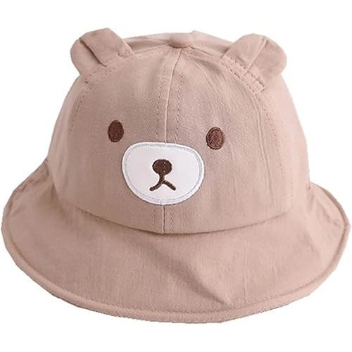 Baby Sun Bucket Hat for Boys Girls, Cute Bear Toddler Summer Hats, Wide Brim Cap for Infant Kids