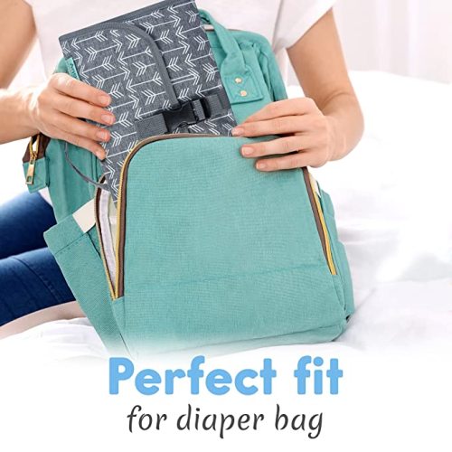Portable Diaper Changing Pad, Portable Changing pad for Newborn Girl & Boy - Baby Changing Pad with Smart Wipes Pocket – Waterproof Travel Changing Kit - Baby Gift by Kopi Baby - Grey Arrow