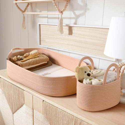 Baby Diaper Changing Basket + Soft, Waterproof Dual-Cover + Organize Nursery & Dresser + Perfect for Babies & Parents