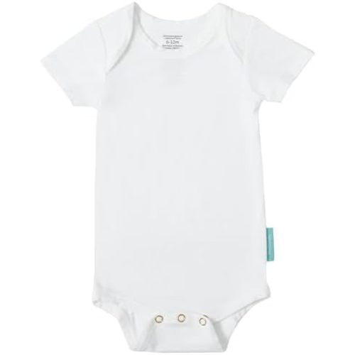 Supersoft Short Sleeve Baby Bodysuits, Premium Bamboo Rayon Bodysuits Unisex Boy Girl White Bodysuit 6-pack