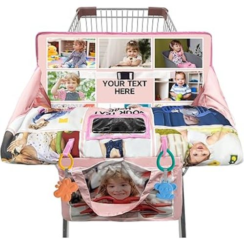 Personalized Custom Baby Shopping Cart Cover, 2-in-1 High Chair & Cart Seat Pad with Portable Bag, Suitable for Supermarkets