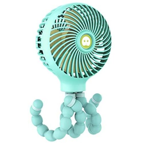 Mini Handheld Stroller Fan, TRELC Personal Portable Baby Fan with Flexible Tripod, 2021 Upgraded Version, Gift for Children, Rechargeable Fan for Office Room Car Traveling BBQ Gym Fan (Green)