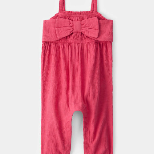 Pink Baby Bow Gauze Jumpsuit | Carter’s Oshkosh Canada