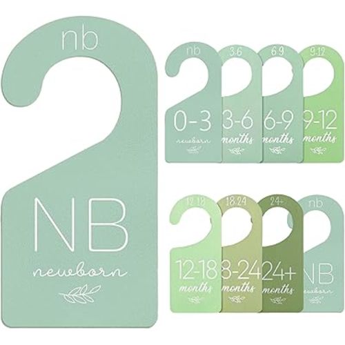 8 Pcs Baby Closet Dividers Sage Green Acrylic – Nursery Closet Organizers for Baby Clothes, Size Separators from Newborn to 24+ Months, 3.5 x 7 Inch, Durable Hangers for Infant Wardrobe