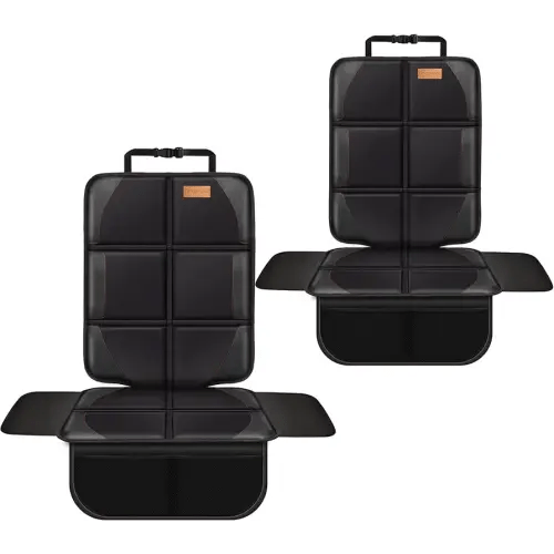 Car Seat Protector, 2 Pack, Thickest Padded 600D Fabric Padding, Waterproof, Durable, Anti Slip Backing, Child Seat Protection, Suitable for Babies, Toddlers, Children（Black 2）