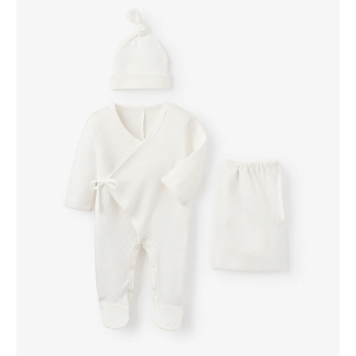 Organic Cotton Pointelle Layette 2 Pc Gift Set - Newborn
