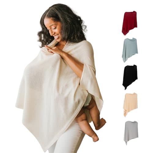 Breathable Nursing Cover Up for Breastfeeding - Privacy Nursing Covers - Newborn Essentials Must Haves - Improved Ponchy by Gold Mamas - Sand