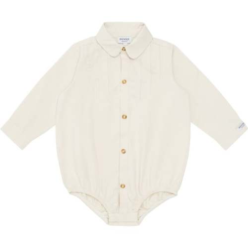 Pepijn Collar Long Sleeve Front Button Snap Bodysuit, Macaroon - Donsje Amsterdam | Maisonette