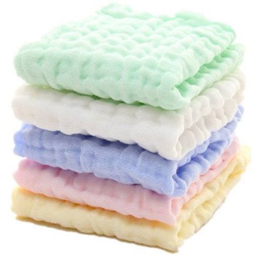 Baby Washcloths, Muslin Burp Cloths,Cotton Baby Washcloths 5 Pack, Absorbent, Suitable for Boys and Girls