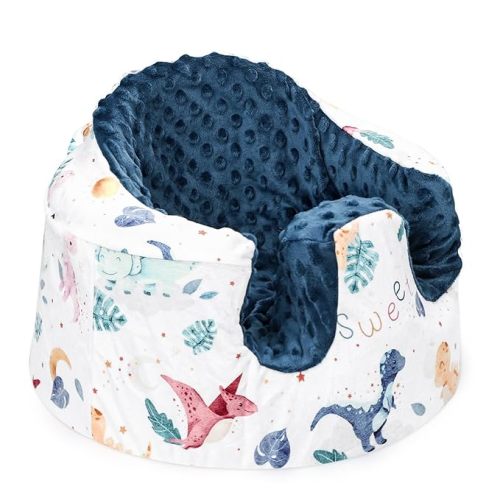 DILIMI Minky Seat Cover Compatible with Bumbo Seat, Removable Ultra Soft Comfortable Warm Seat Slipcover for Baby Girl and Boy, Star Dinosaur