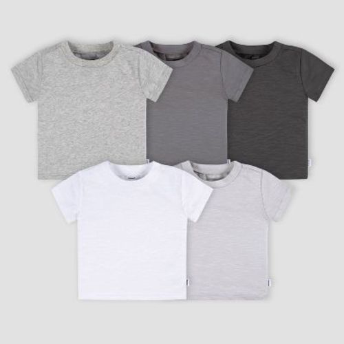 Gerber Baby 5pk Short Sleeve T-shirt - White/gray 0-3m