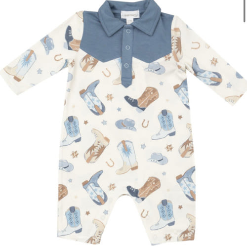 Angel Dear Infant Boys' Boot Conversation Print Long Sleeve Onesie