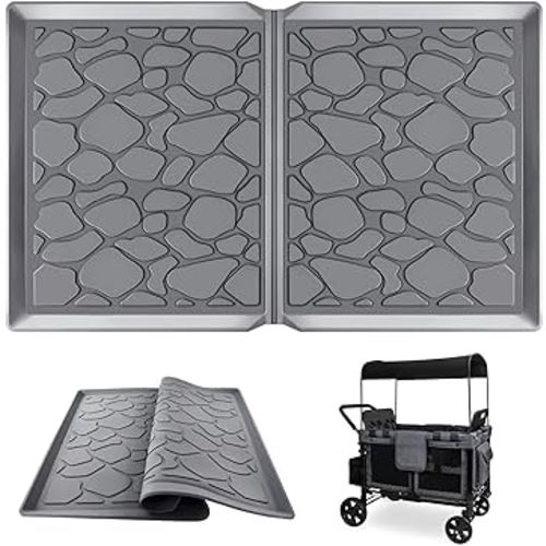 All Weather Silica Mat for Wonderfold Wagon W4 Models, Compatible with Wonderfold Stroller Wagons to Protect from Sand, Dust and Water，Stroller Cart Mat Accessory 33.8 * 20.6 * 0.78in（Grey）