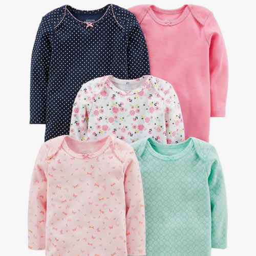 Simple Joys by Carter's Baby Girls' Long-Sleeve Bodysuit, Pack of 5