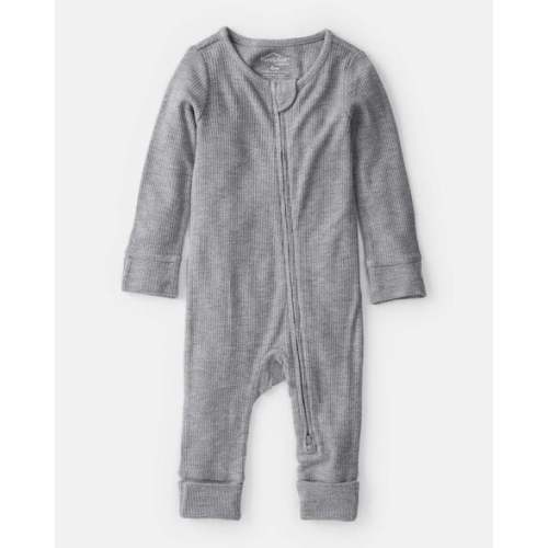 Newborn Baby Solid PurelySoft Long-Sleeve 2-Way Zip Sleep & Play Pajamas - Grey - Carter's | Carter's