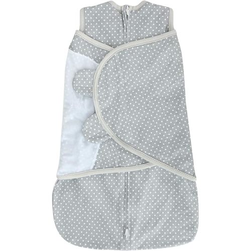 LANDICI Newborn Sleep Sack Baby Swaddle, 0-3 Months, 100% Cotton Swaddles for Newborns, 3-Way Adjustable Baby Wearable Blanket, Easy Changes Sleepsack Swaddle (Gray Polka Dots, One Size)