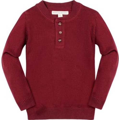 Baby Boys' Organic Sweater Henley with Elbow Patches, Infant, 18-24M