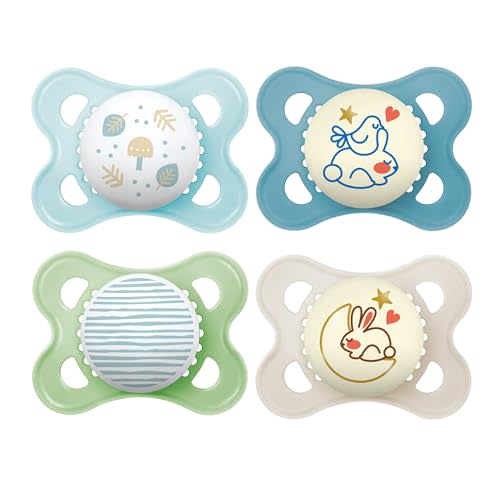 MAM Original Day & Night Pacifiers, Binky Pacifier for 0-6 Months, BPA-Free Silicone, Glows in The Dark, Best for Newborn Babies, Developed with Medical Experts, 4 Count Binkies