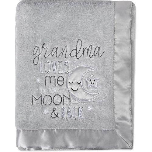 30x40 Fleece Baby Nursery Blanket with Satin Trim for Boys, Girls, and Unknown Gender Baby (Grandma's Love Moon)