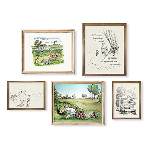 Winnie The Pooh Nursery Decor - Toddler Room Decor - You Are Braver Than You Think - Motivational Quotes for Kids - Vintage Hundred Acre Wood Poster - Gifts for Winnie Fans Lover - Little Boys Décor