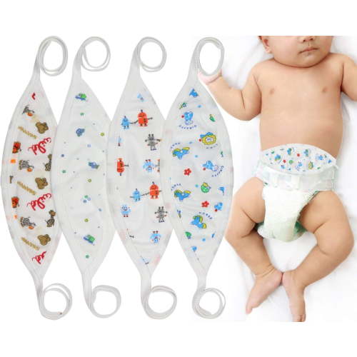 ToBeInStyle Newborn Babies' 4 Pack Ultra-Soft Cotton Baby Umbilical Belly Binder - Cute Characters