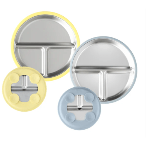Stainless Steel Plate Set of 2 (Butter Yellow & Baby Blue)