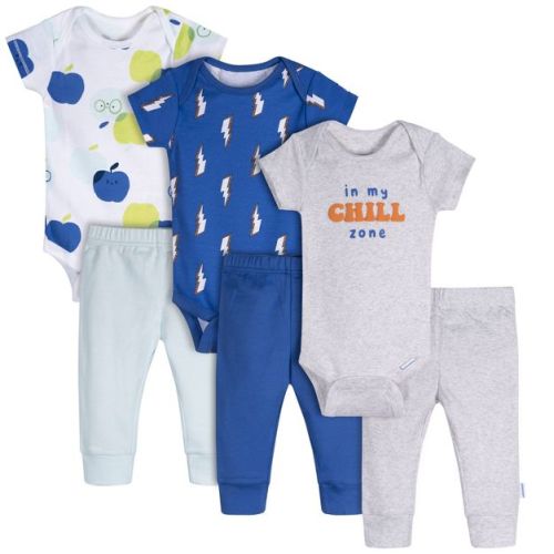 Onesies Brand Baby Boys' 6-piece Onesies Bodysuits And Active Pant Set, Chill Zone, 6-9 Months